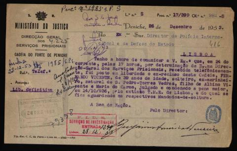 Libertação de Fernando Vicente a 26 de dezembro de 1963